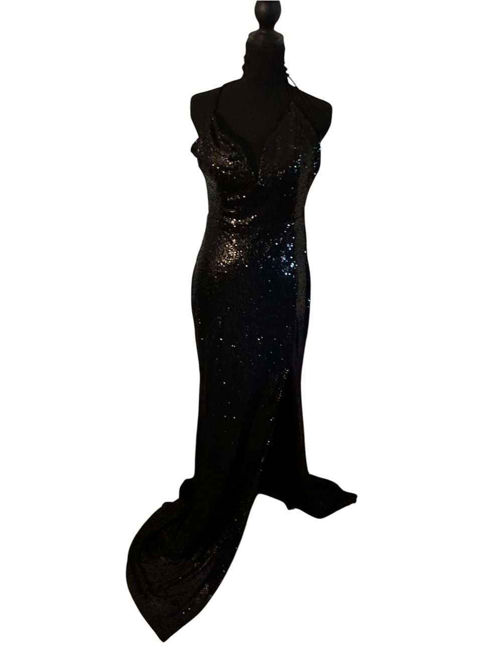 Black Sequin Evening Gown